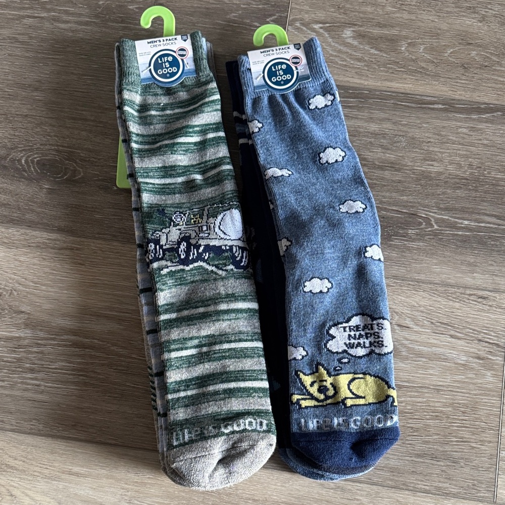 Life Is Good Men’s Crew Socks (6 pairs) NWT